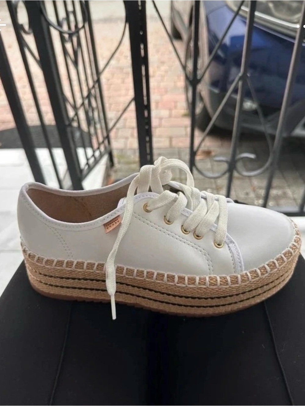White Lace-Up Platform Espadrille Sneakers